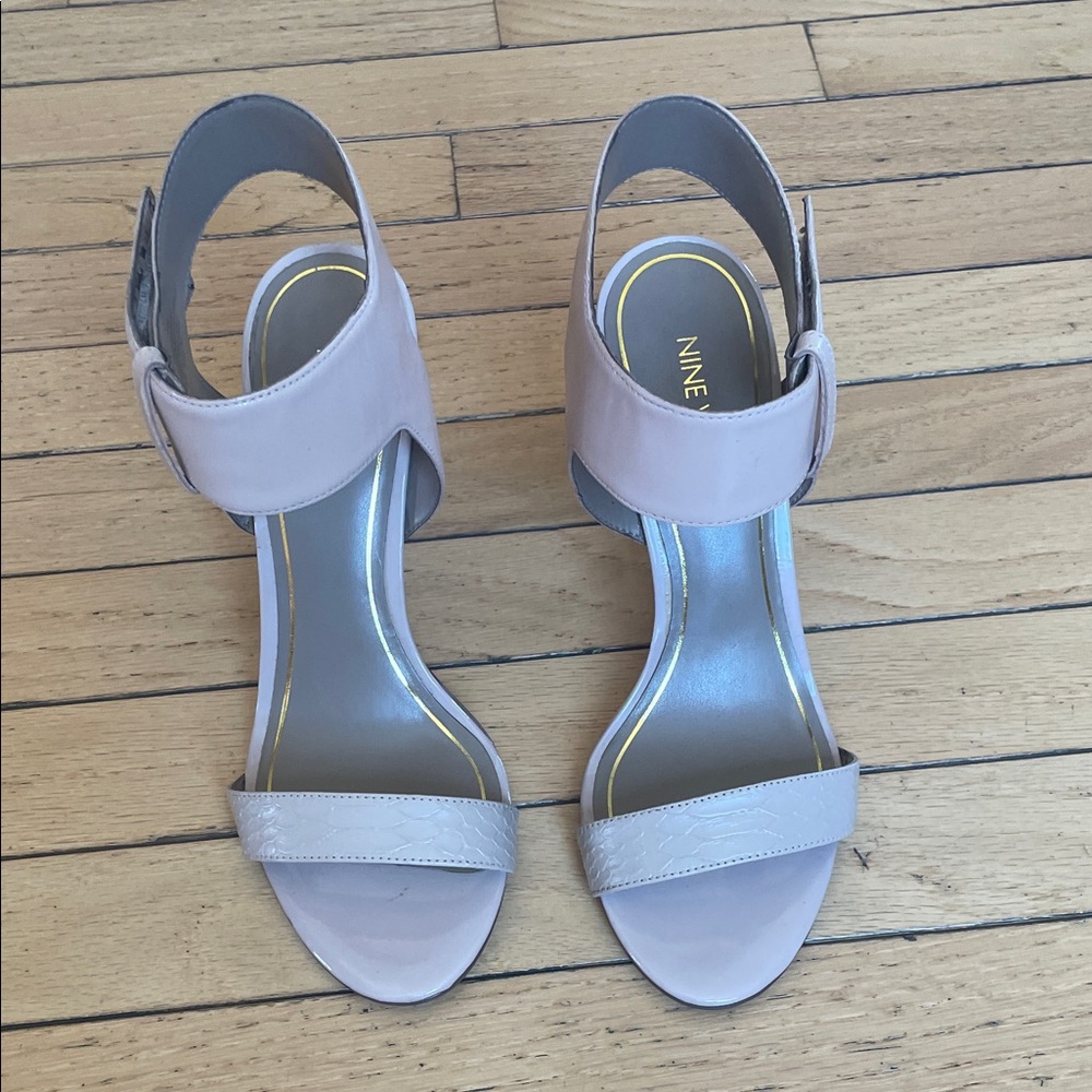 Nine West Blush Pink Open-Toe Ankle Strap Block Heels